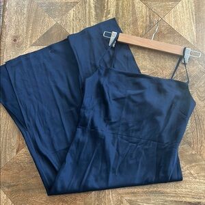 Express Navy Cowl Neck Satin Slip Midi Dress NWT